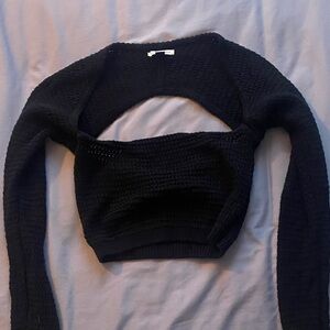 American Eagle Outfitters Black Textured Crop Top